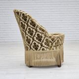 1950s, Danish easy chair, furniture velour, ash wood legs.