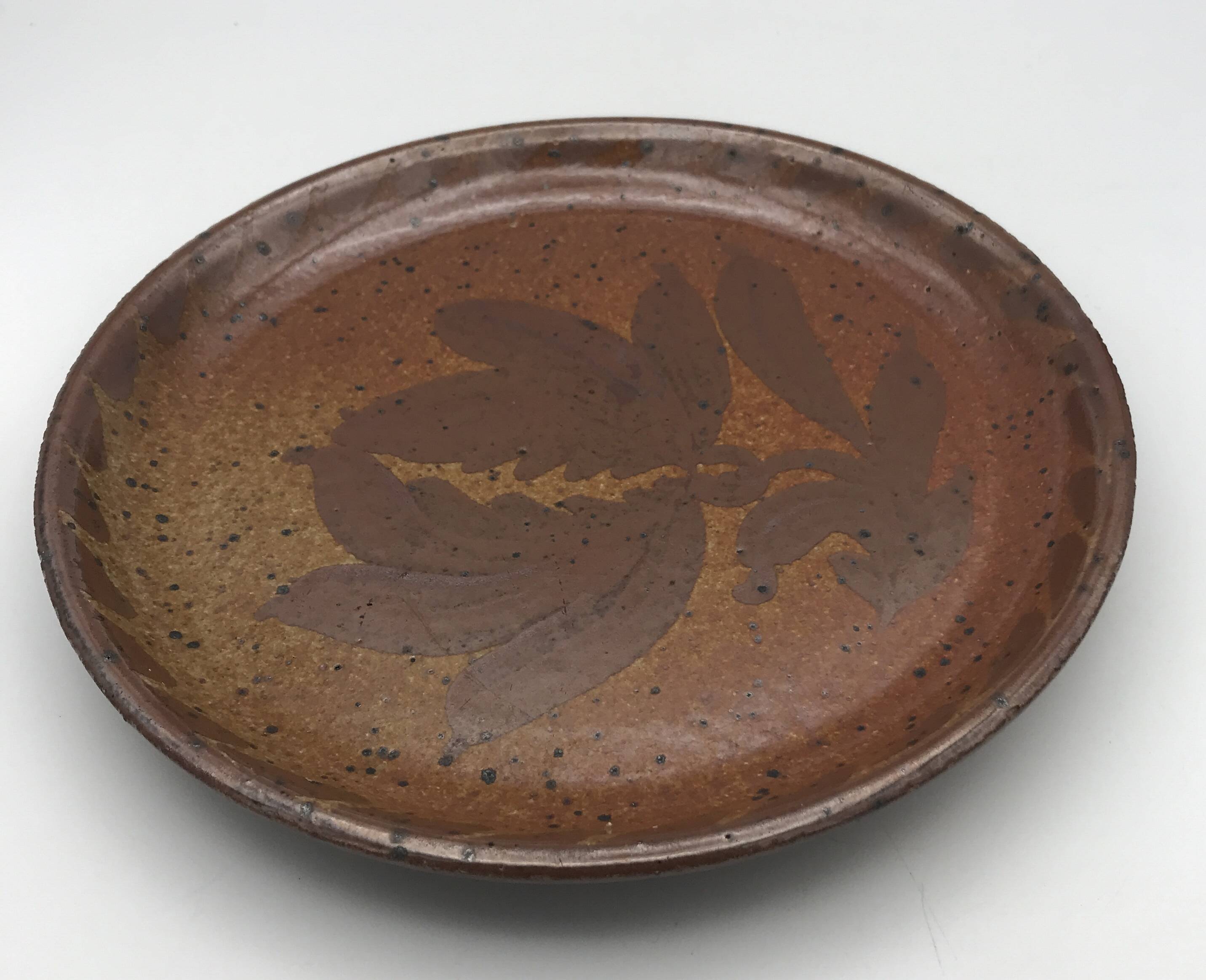 Set of 2 plates in pyrite stoneware with floral decoration h. siegfried, souffle