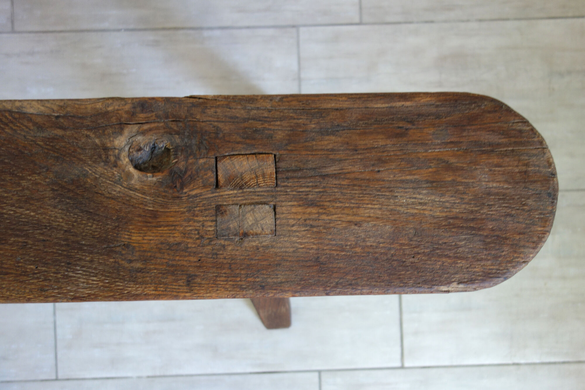 Primitive oak bench late 19th century