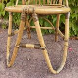 Series of 4 rattan chairs from the 60s