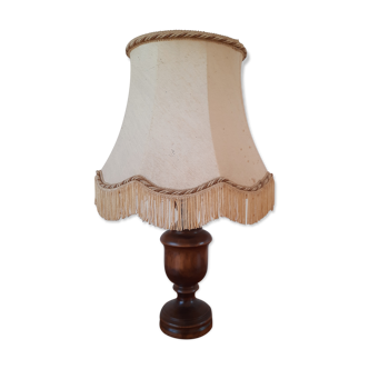 Turned wooden bedside lamp