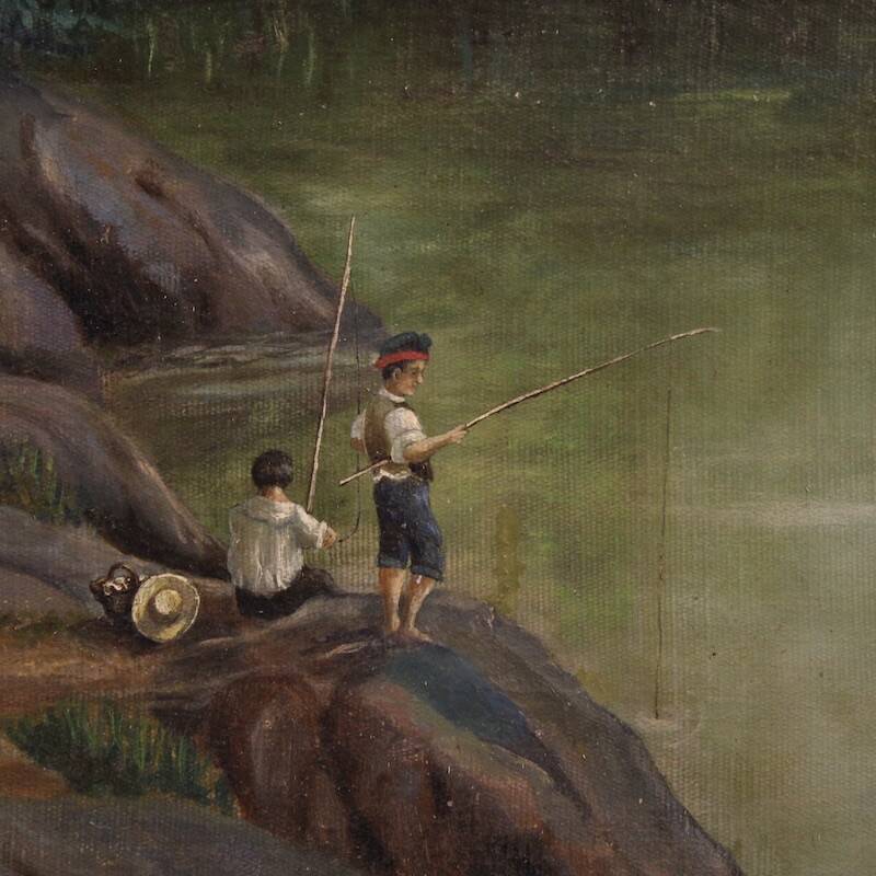 Spanish landscape painting signed C. Coll 1883