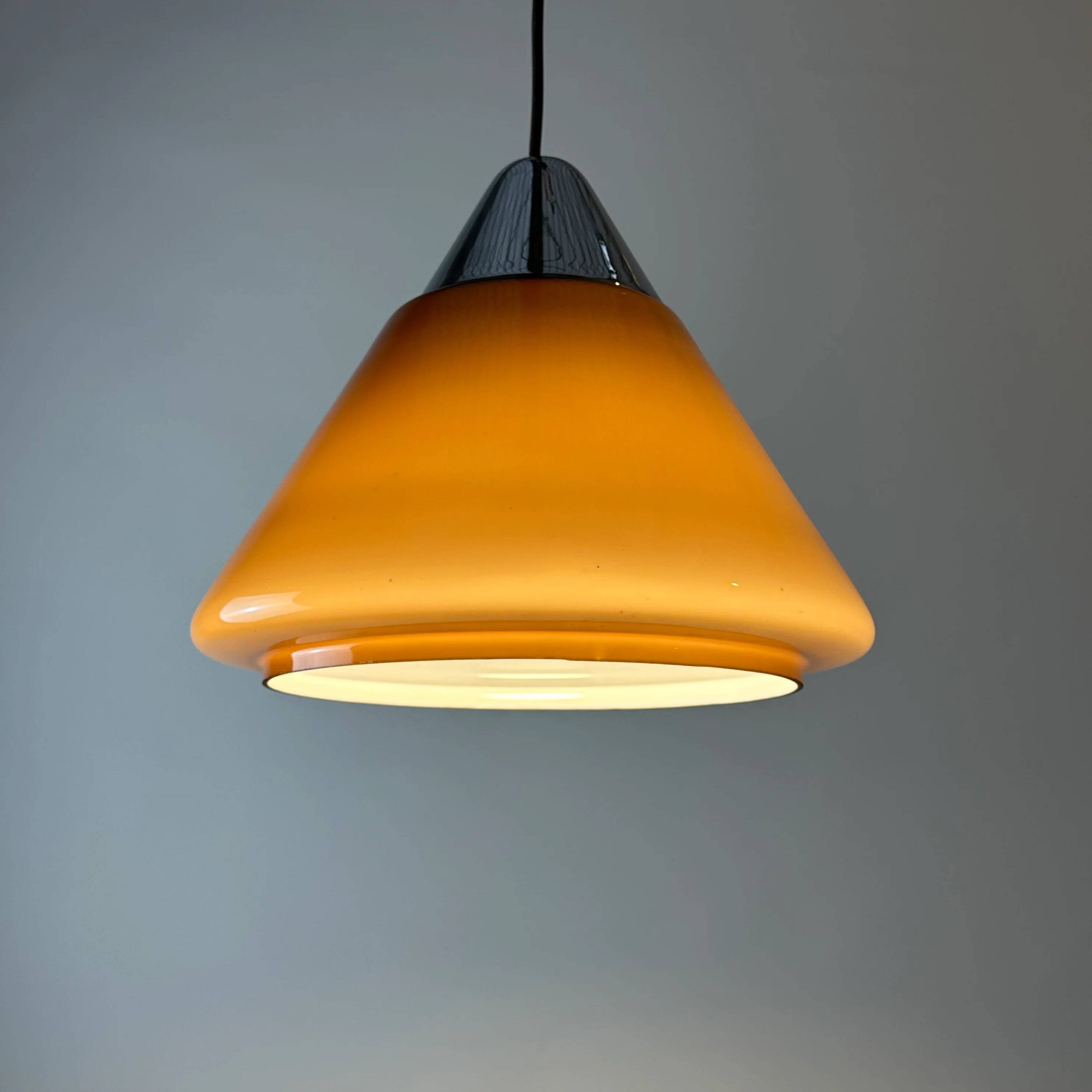 Suspension en verre marron par Hustadt Leuchten, 1960