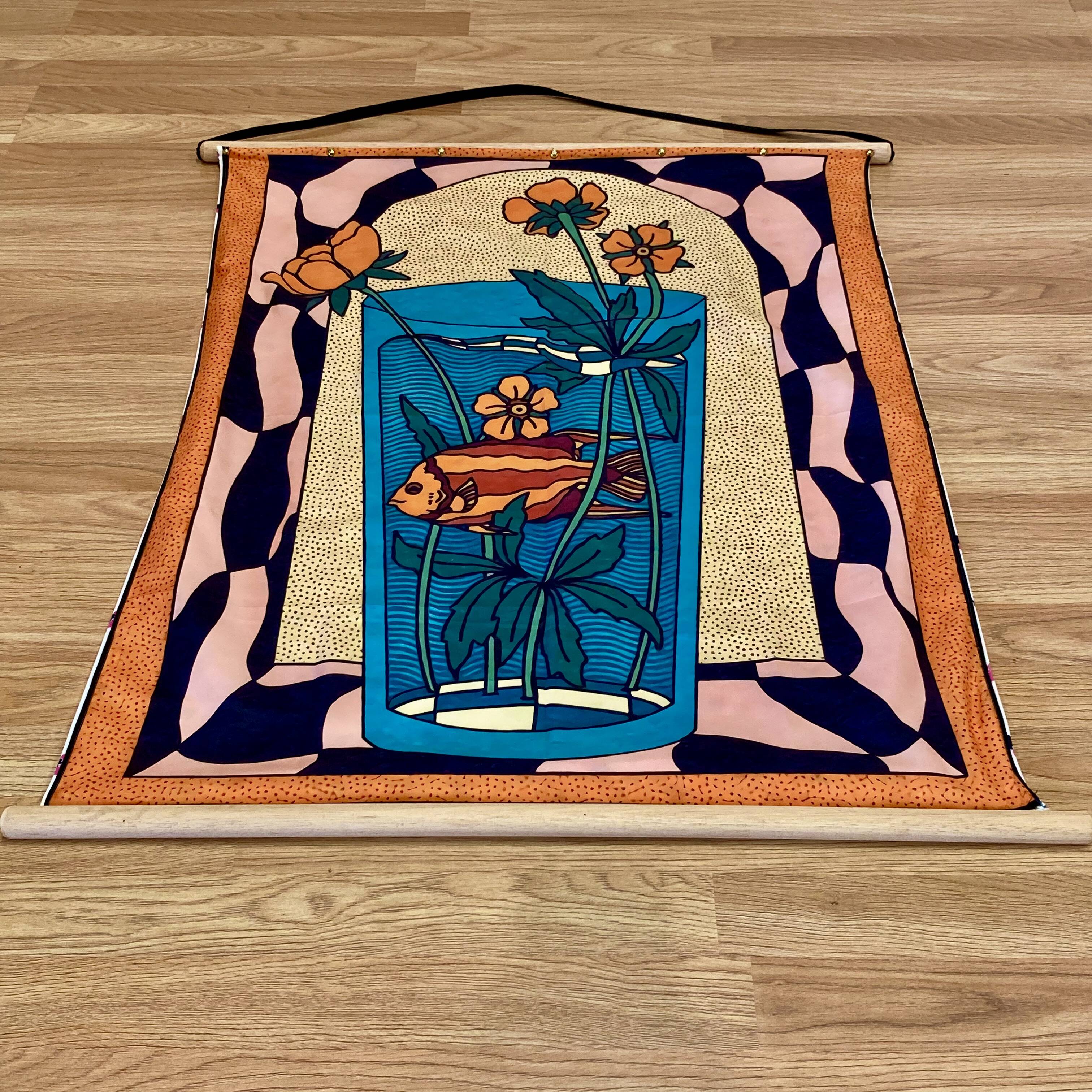 Large silk hanging decoration.