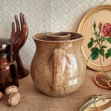 Enamelled stoneware decanter / pitcher with ice cube reserve - vintage