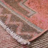 3x10 Salmon & Brown Ikat Pattern Vintage Runner Rug, 82x312Cm