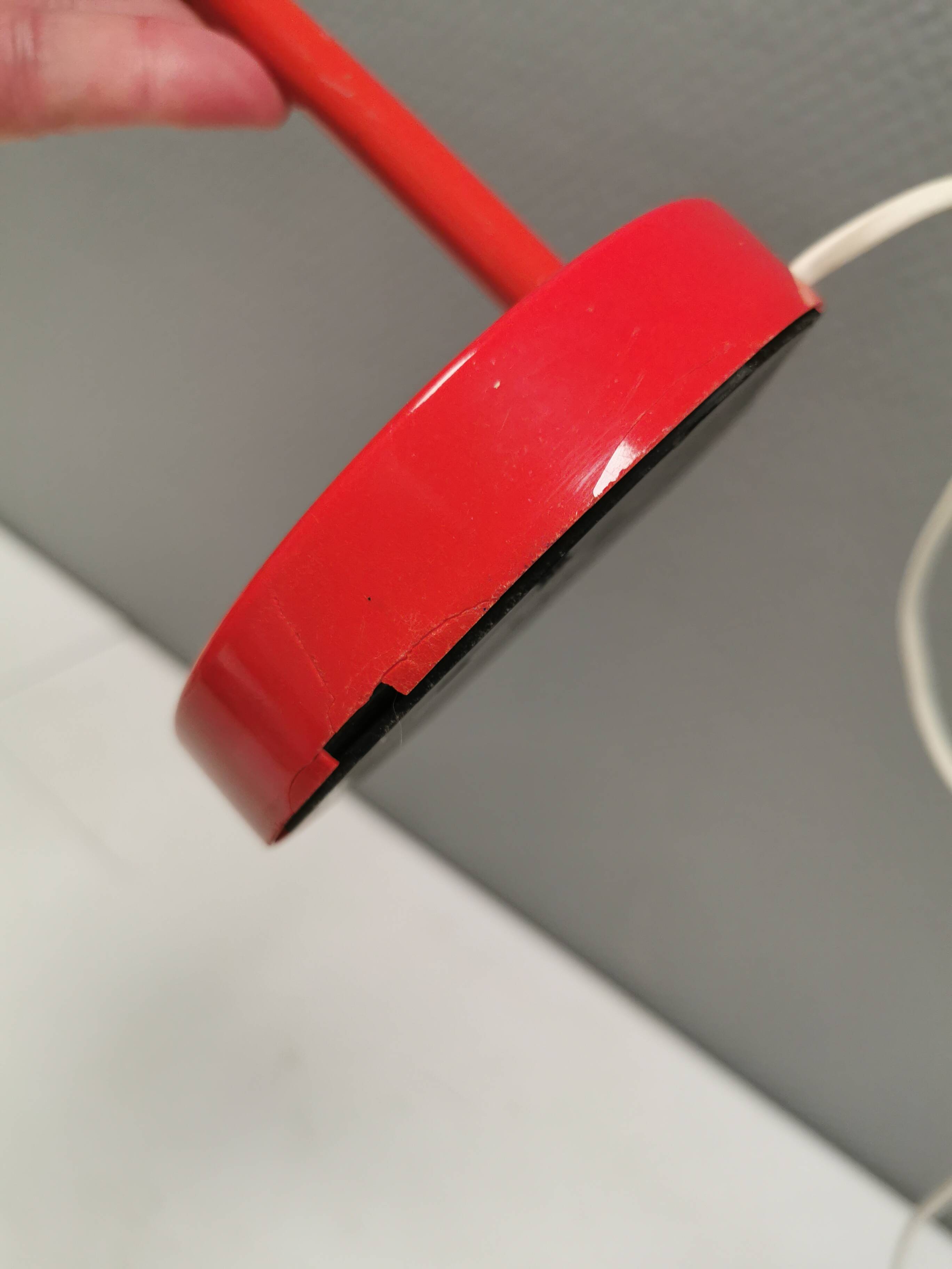 Swedish Elidus table lamp in red with adjustable brass swan neck 1970-80s