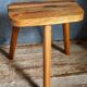Solid wood tripod stool from the 50s