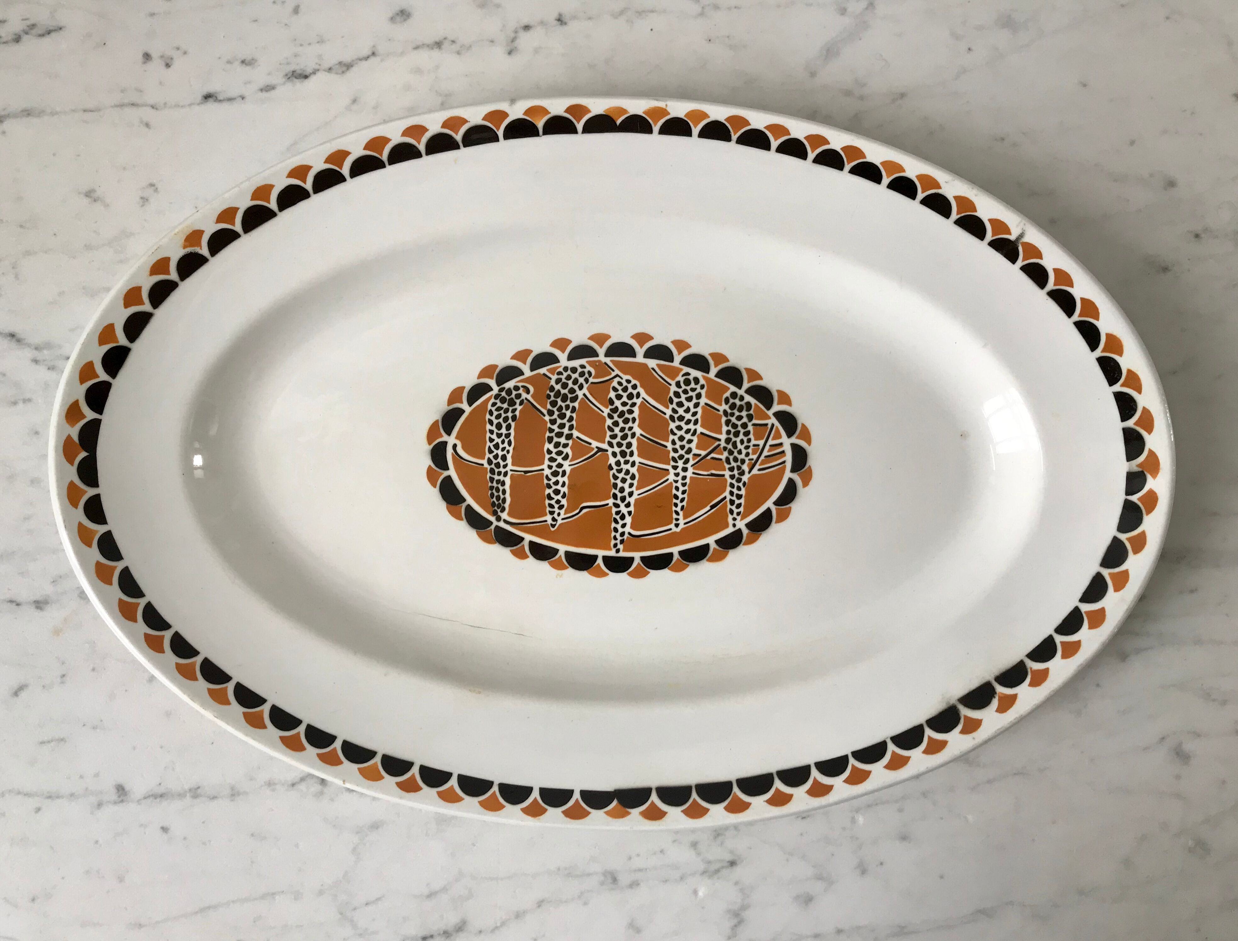 Oval dish sarreguemines model "nomeny" art deco 30s