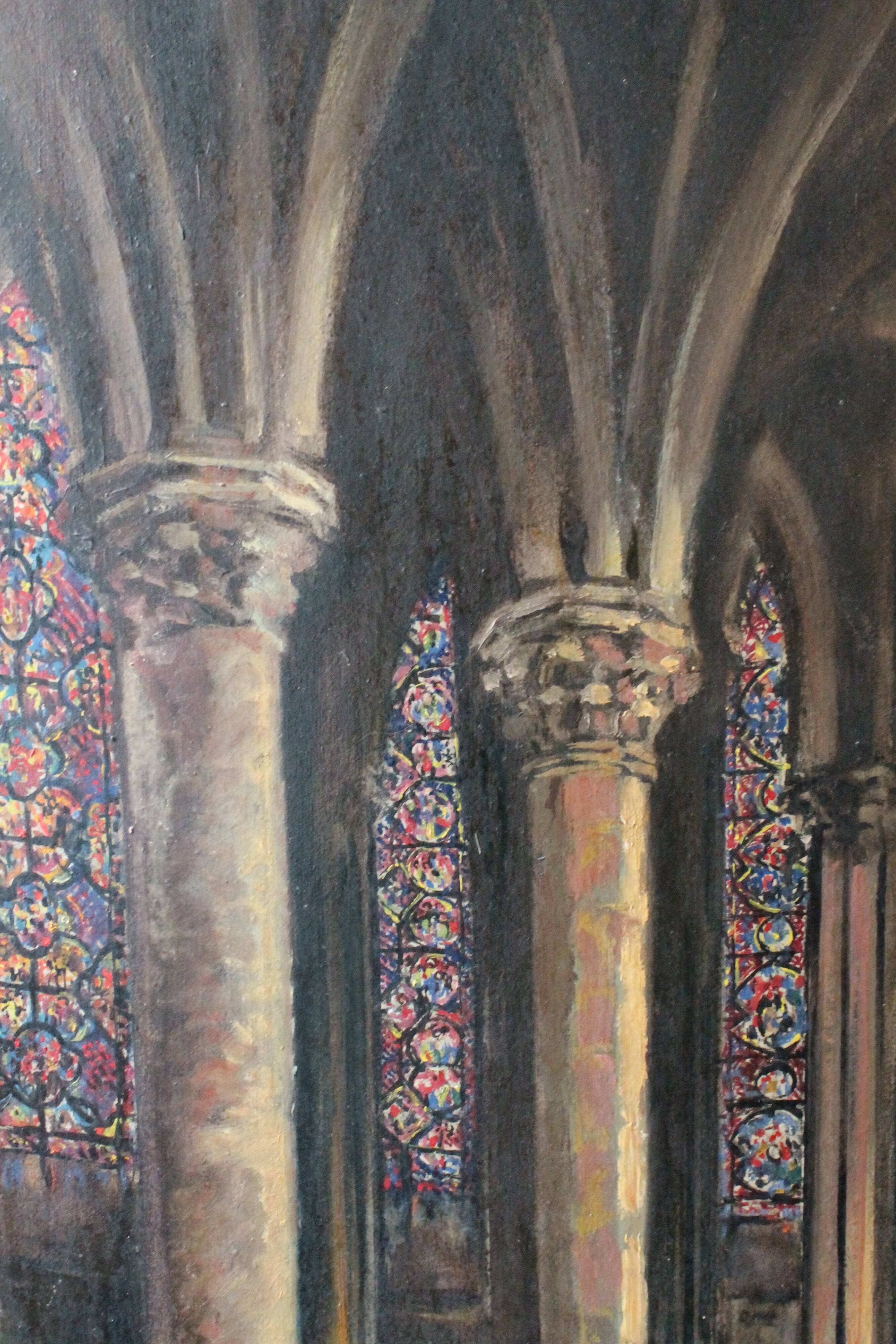 20th century French school painting "Apse of the Cathedral of Saint-Om