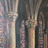 20th century French school painting "Apse of the Cathedral of Saint-Om