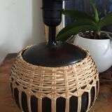 Wooden and rattan lamp base