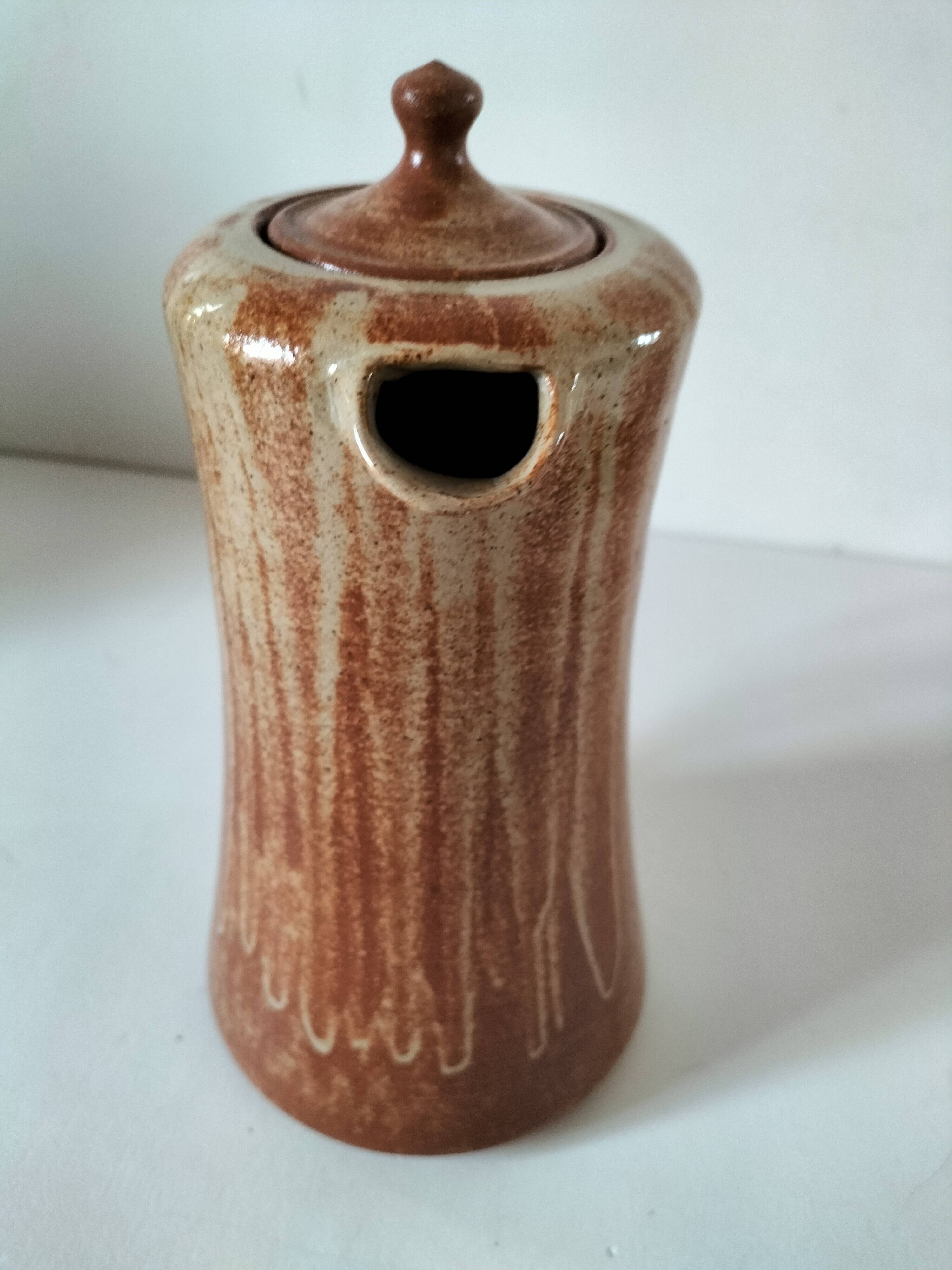 Stoneware coffee service signed Daniel Auger, Puisaye (Burgundy), 1970s