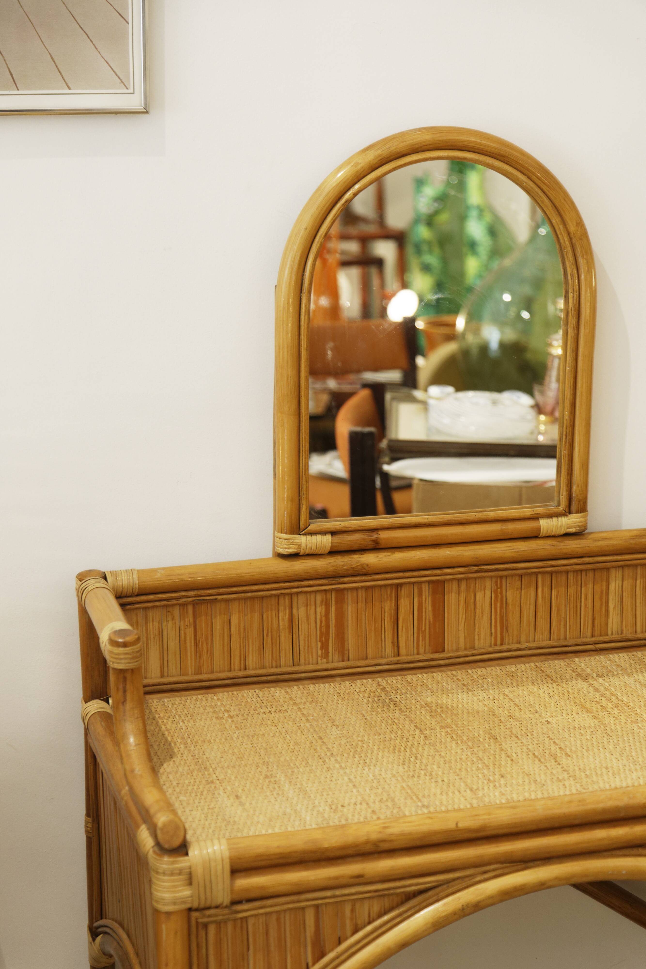 Dressing table and mirror Bamboo Blond rattan