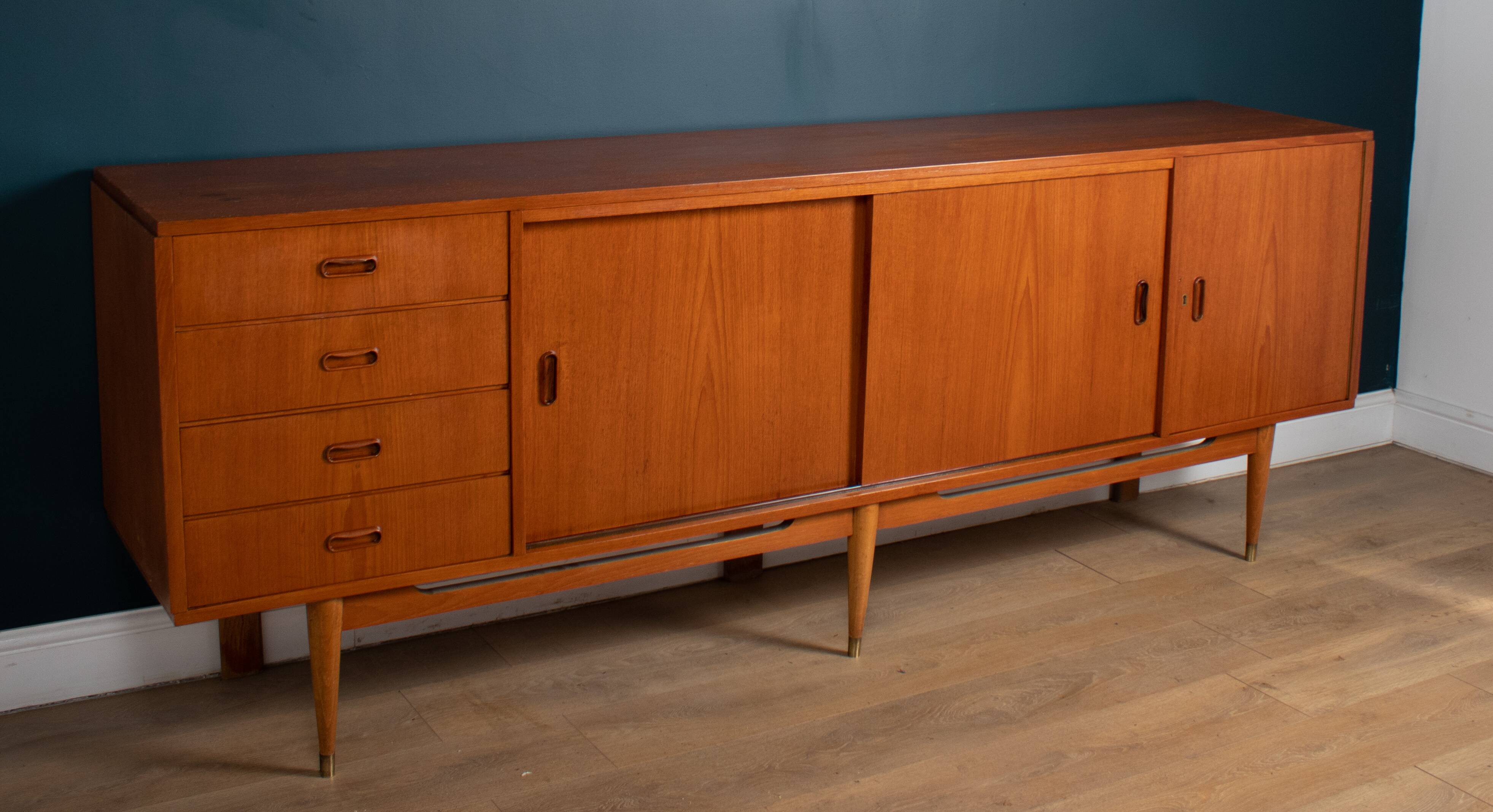 Retro Teak Danish 1960s Long Mid Century Sideboard