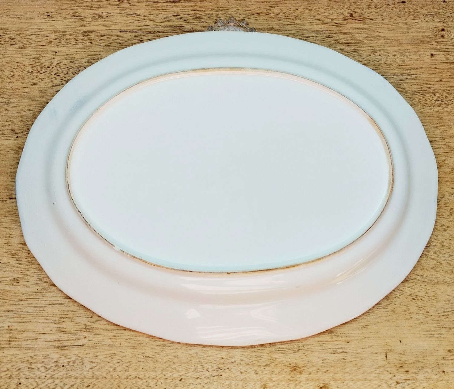 Large white and blue serving platter.