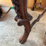 Console in carved solid oak and marble top