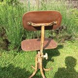 stool, swivel seat metal and wood