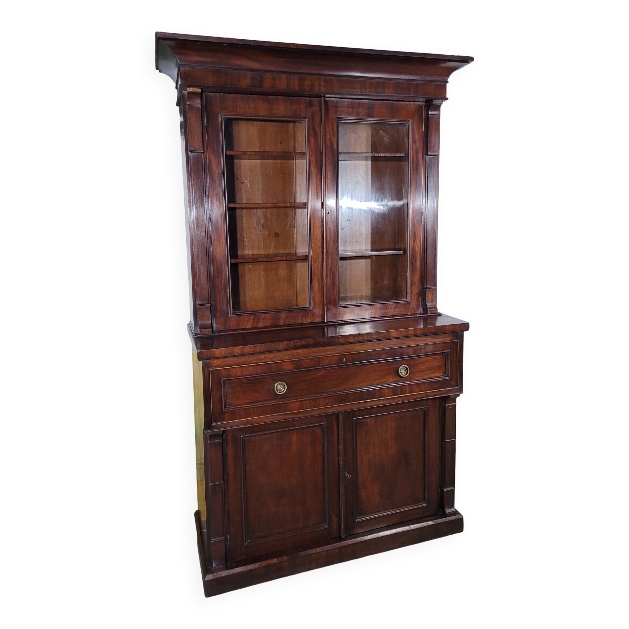 English mahogany desk bookcase