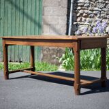 Wood farmhouse table, antique wood table, dining table, table with drawer, kitchen, countryside