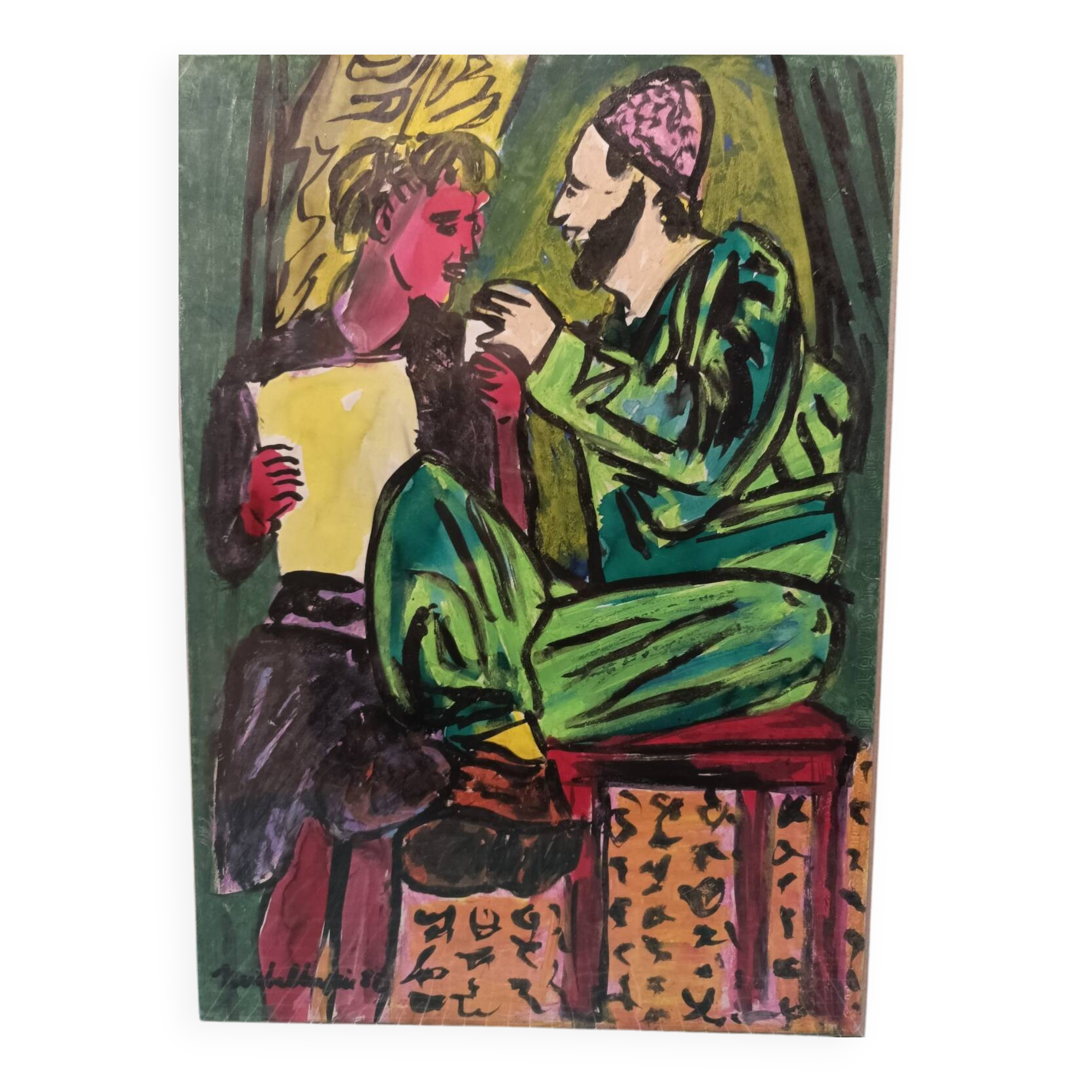 Michel Chapuis, acrylic on paper, orientalism