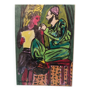Michel Chapuis, acrylic on paper, orientalism