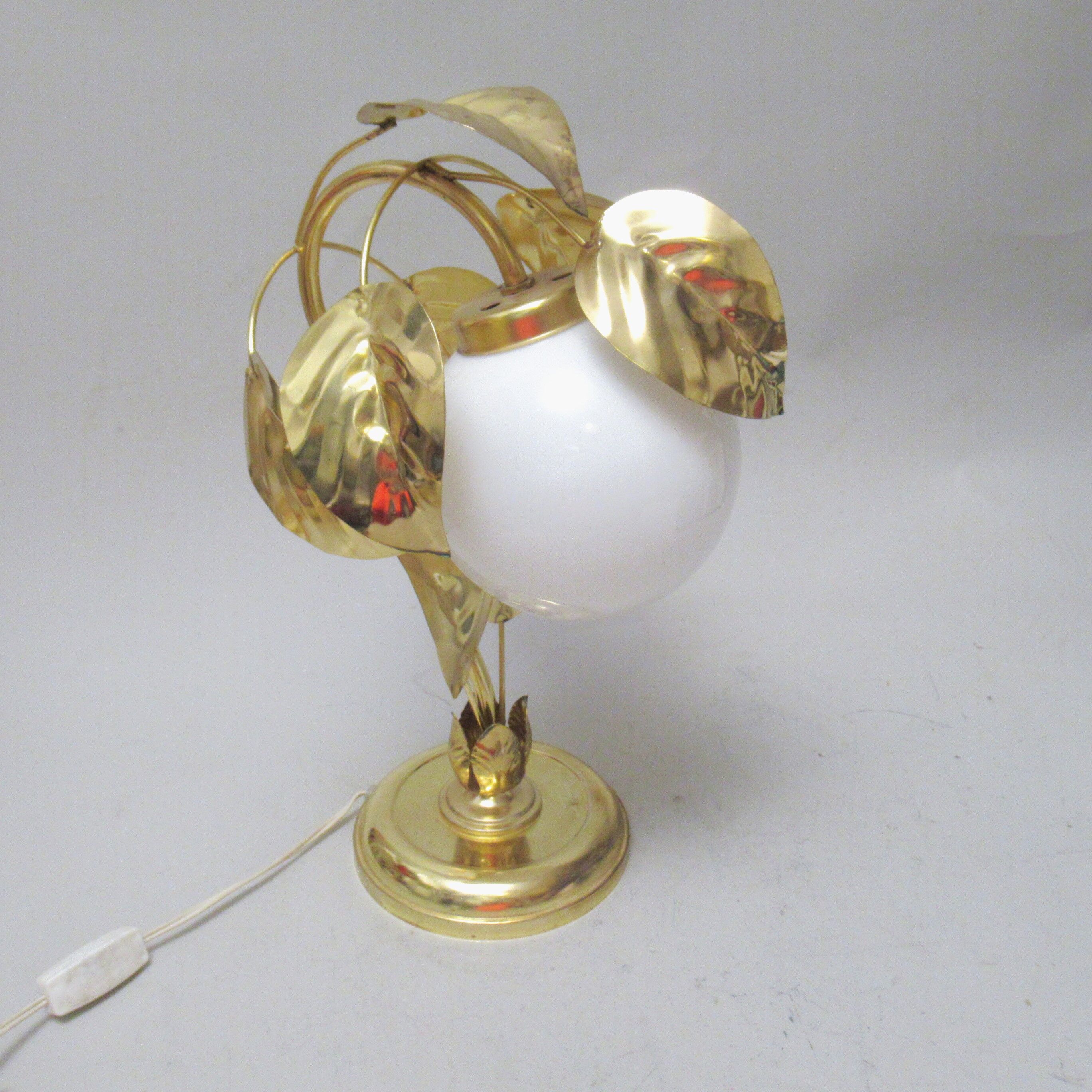 Lampe feuille dorée Hollywood Regency