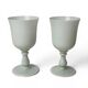 Pair of footed glasses in white opaline from around 1960.