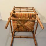 Vintage Art Deco wood and straw corner chair, 1930s