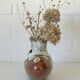 Vintage Brown Bud Fat Lava Ceramic Flower Art Vase Handmade Home Decor 1970