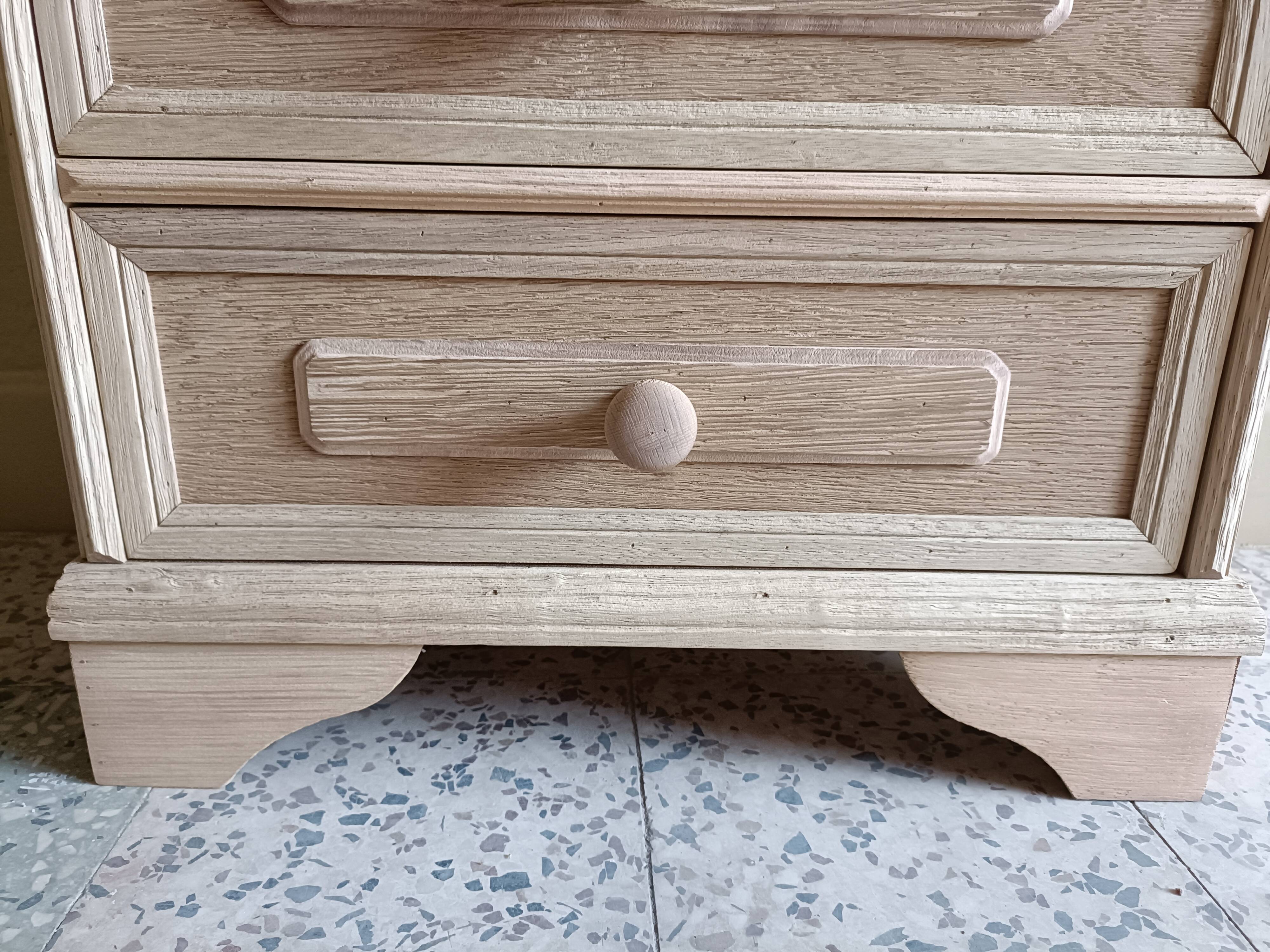 Renovated raw bedside table with 3 drawers