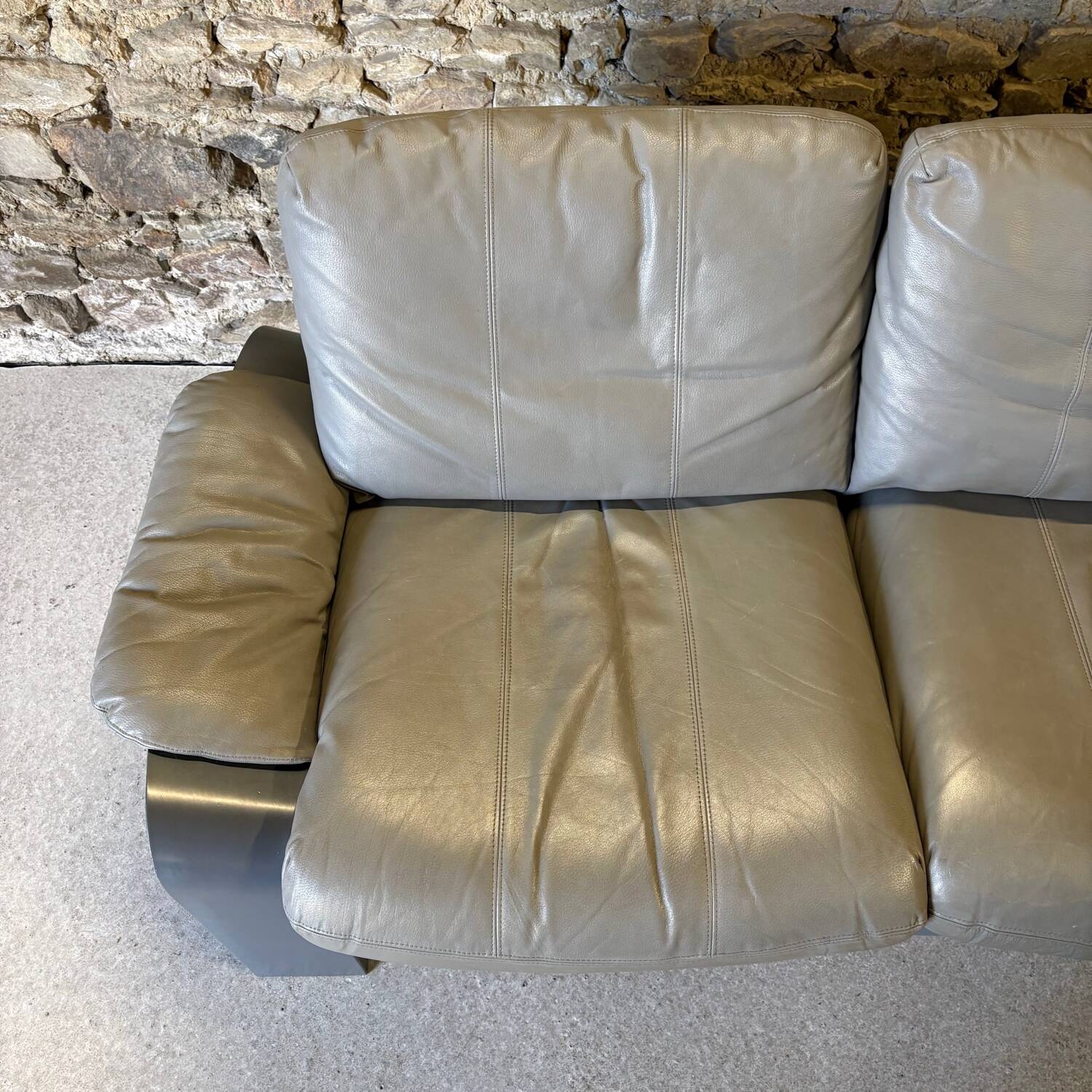 Canapé cuir 2 places Panda par Ake Fribyter pour Nelo Sweden, 1970