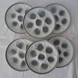 6 Plates oysters mills wolves 430112 shade of gray faience L1