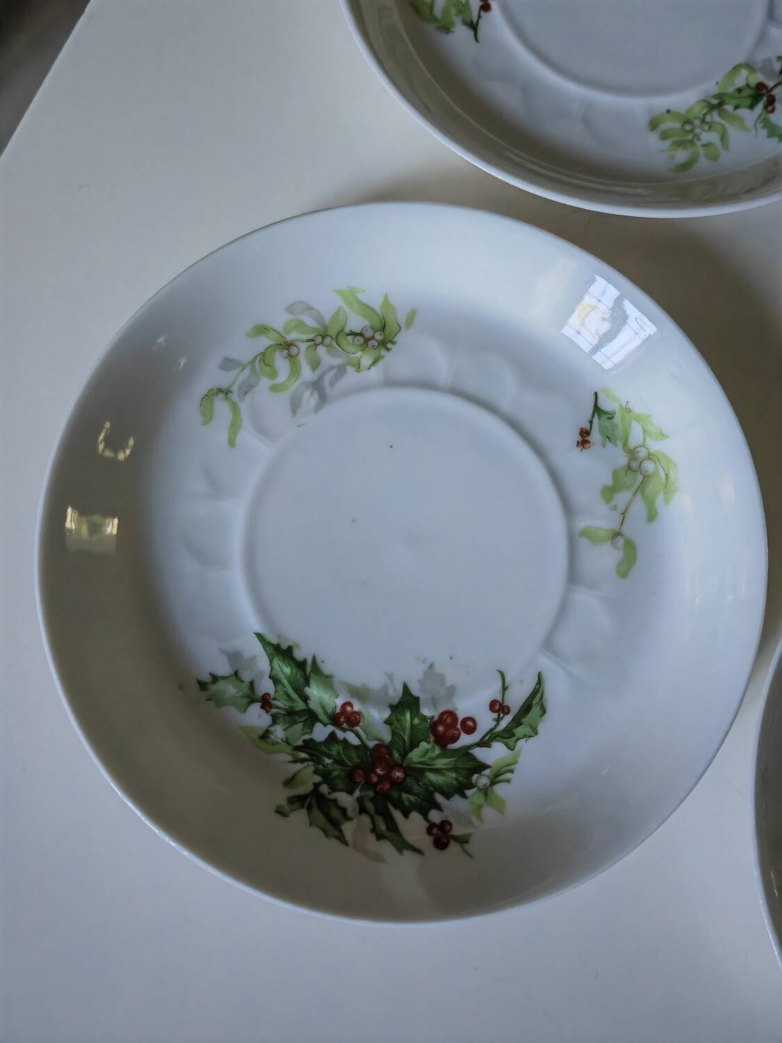 Limoges Christmas saucers