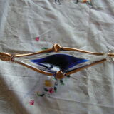 Blue glass and gold Murano canoe ashtray