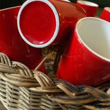 Pitcher service and 8 orangeade glasses 60s ceramic Salins