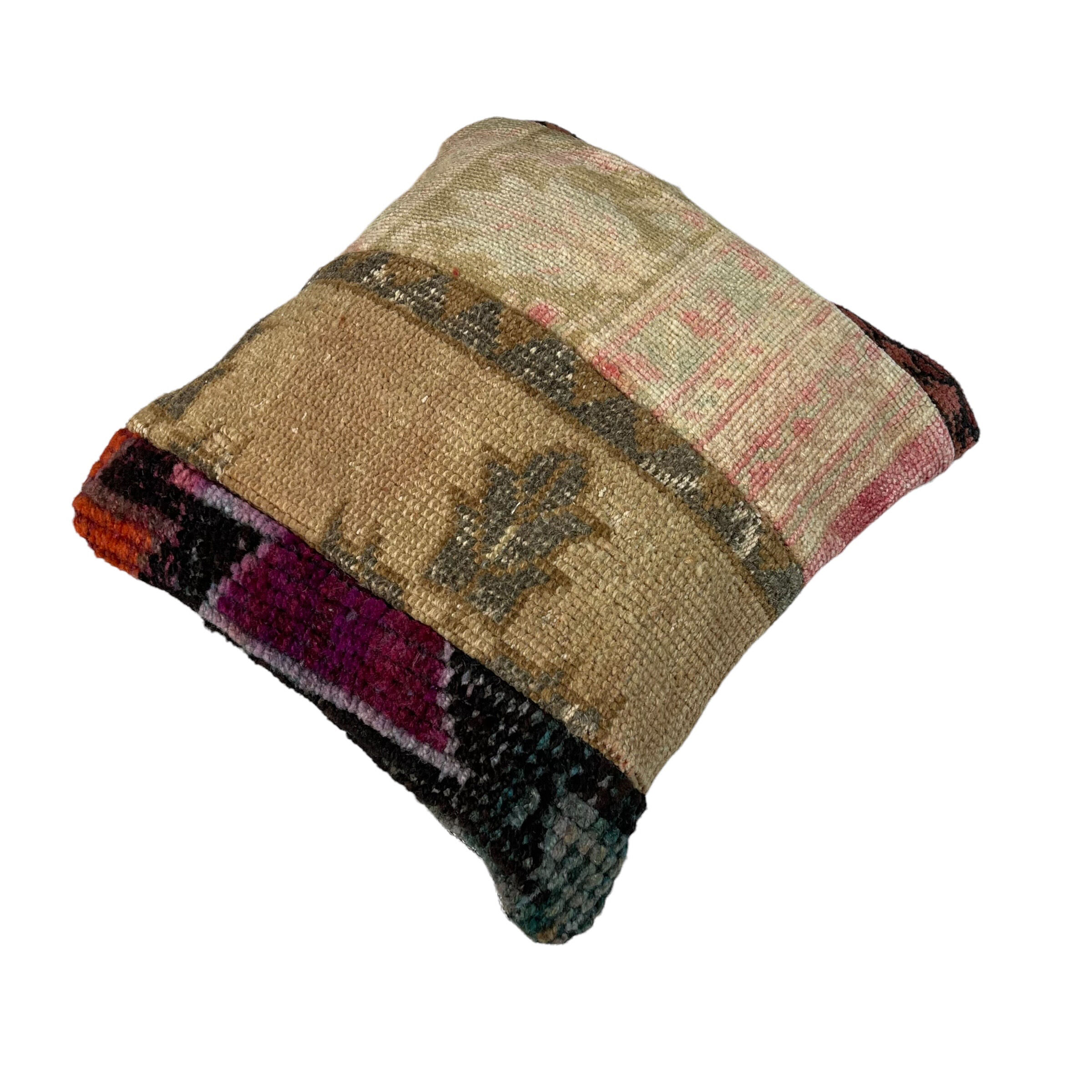 Vintage Turkish Patchwork Rug Cushion Cover 40x40 cm