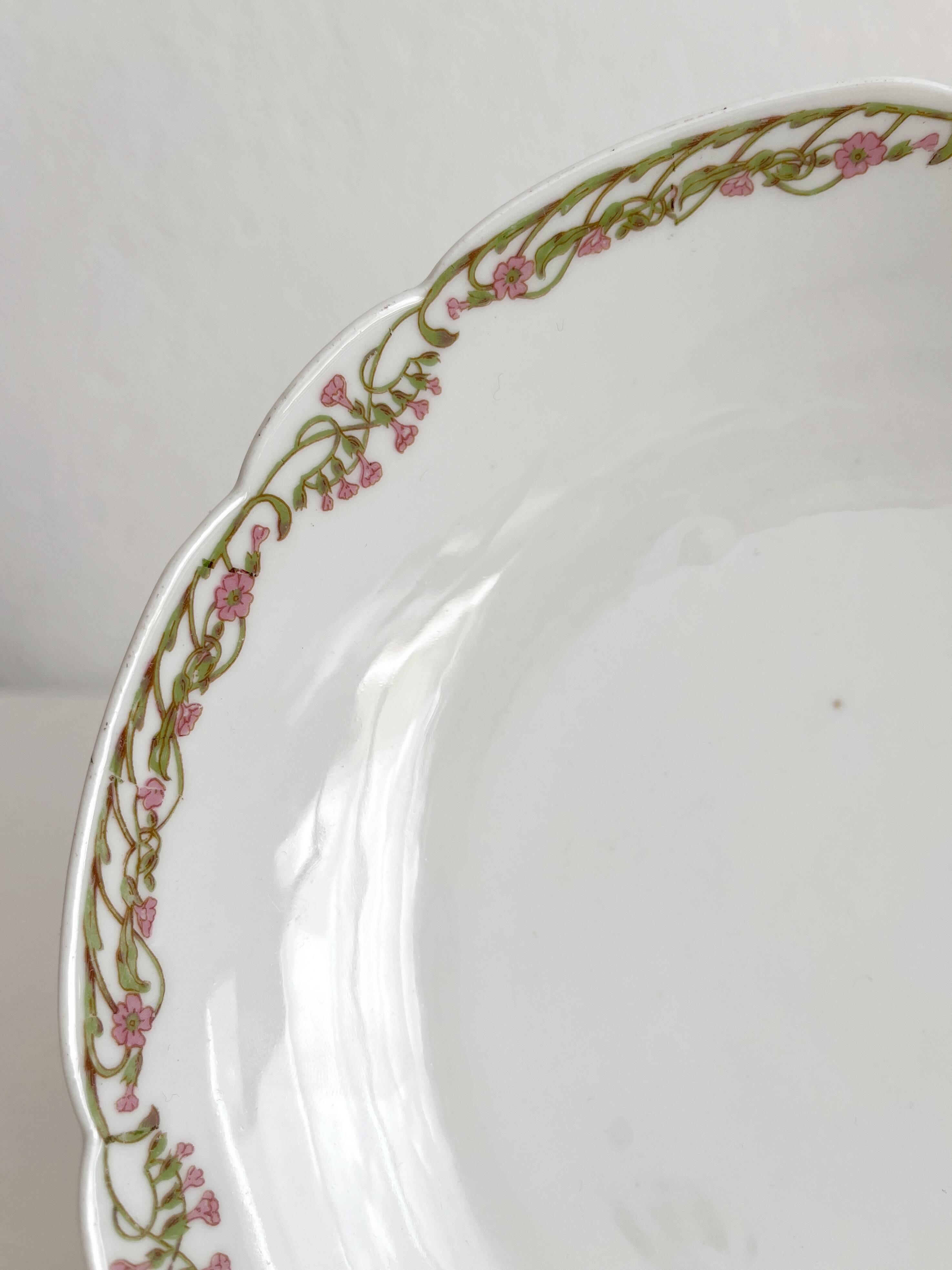 Antique Vierzon porcelain compote dish, A. Hache & cie, Art Nouveau