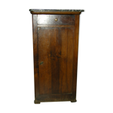 Walnut bedside table on marble