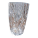 Grand vase vintage en verre moulé transparent
