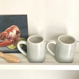 Paire de chopes mugs en grès