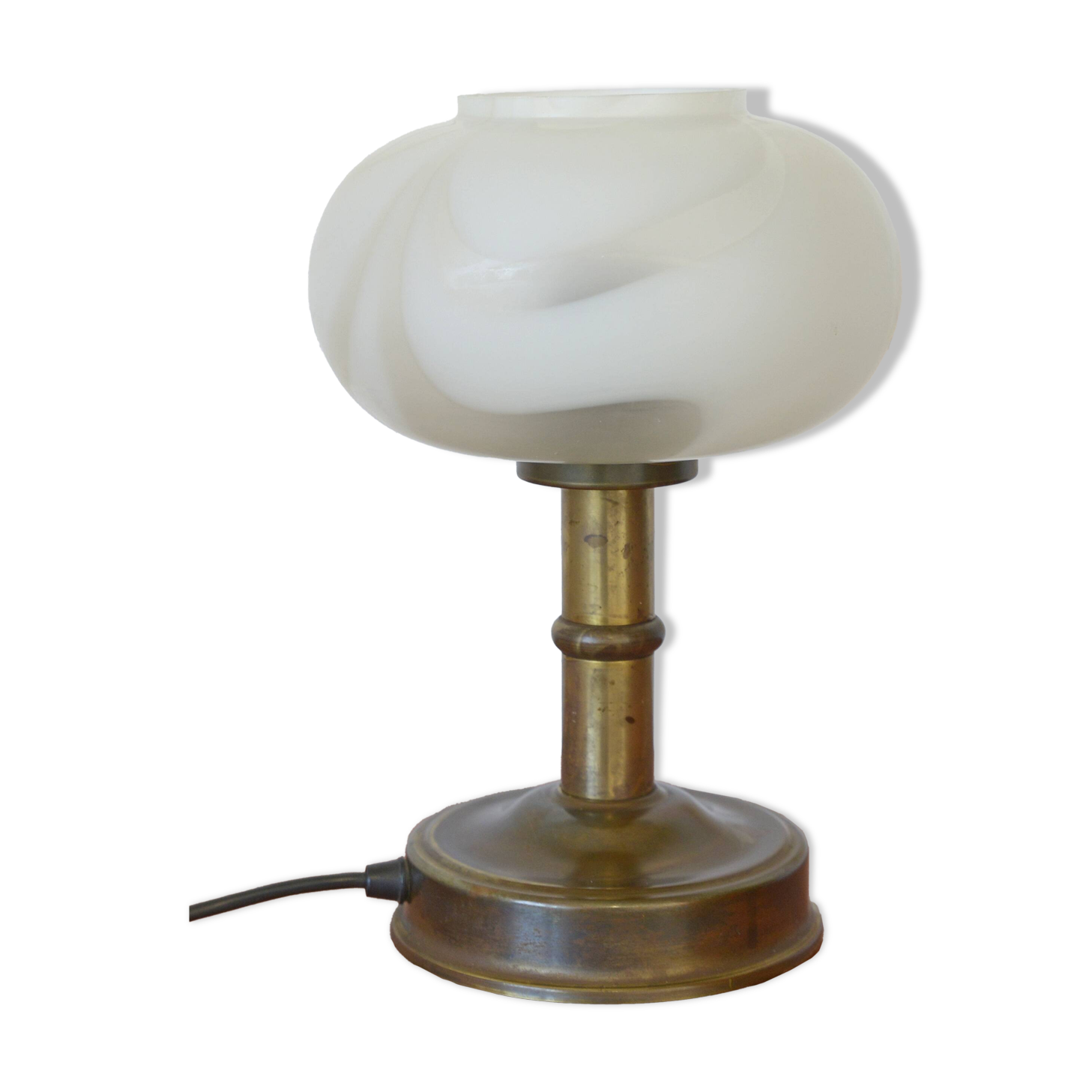 Vintage Murano glass style mushroom desk lamp brass bedside lamp 1970's