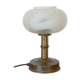 Vintage Murano glass style mushroom desk lamp brass bedside lamp 1970's