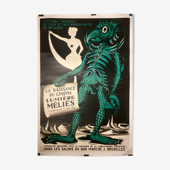 Affiche ancienne originale Festival Mondial du Film et des Beaux-Arts de Belgique