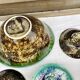 Salad bowl dessert service & 8 ramekins sandstone from the vintage Morvan 70s