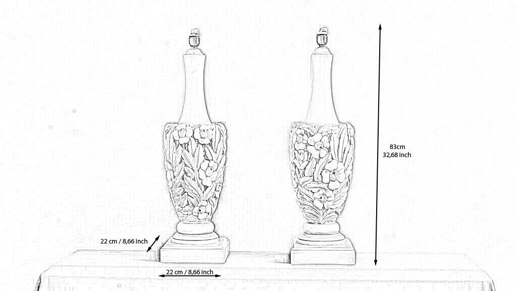 Vintage hand-carved wooden lamps by Mariano García