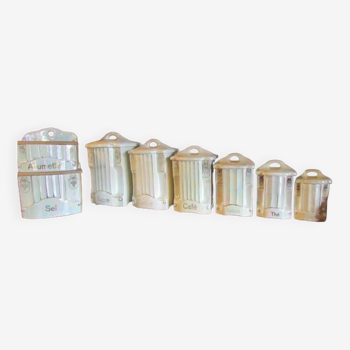 Complete series of spice jars, pearly white