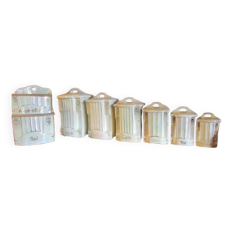 Complete series of spice jars, pearly white