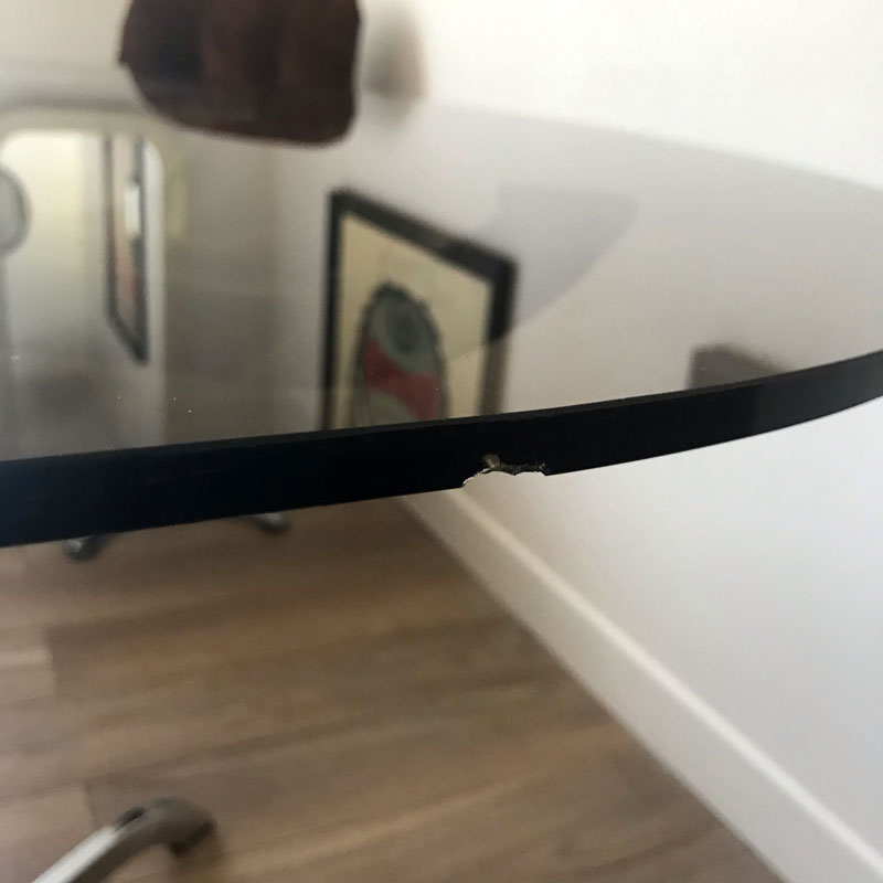 Table chrome et verre 70s