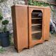 Art deco glass china cabinet in burr walnut 1930